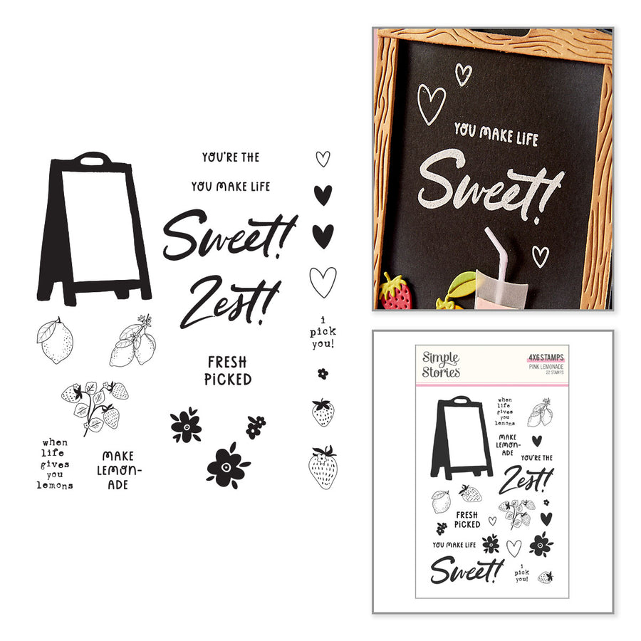 Spellbinders - Pink Lemonade Stamp & Die Bundle with Simple Stories