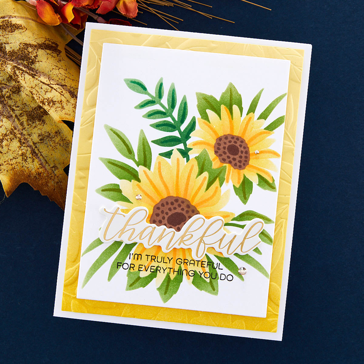 Spellbinders - Layered Sunflower Stencil from the Serenade of Autumn Collection
