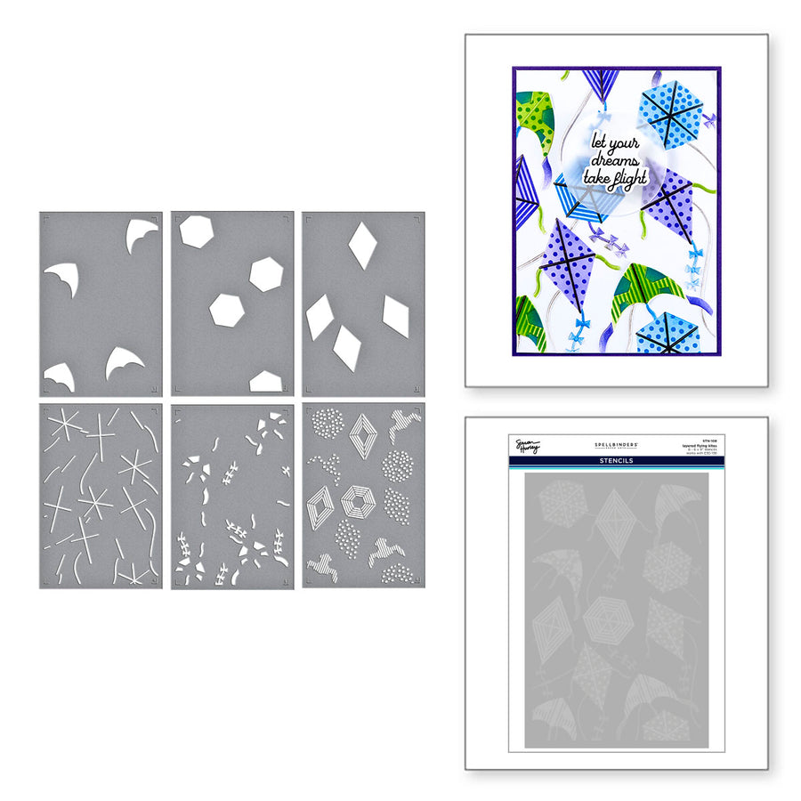 Spellbinders - Flying Kites 3D Folder and Stencil Bundle from the Sky's the Limit Collection by Simon Hurley