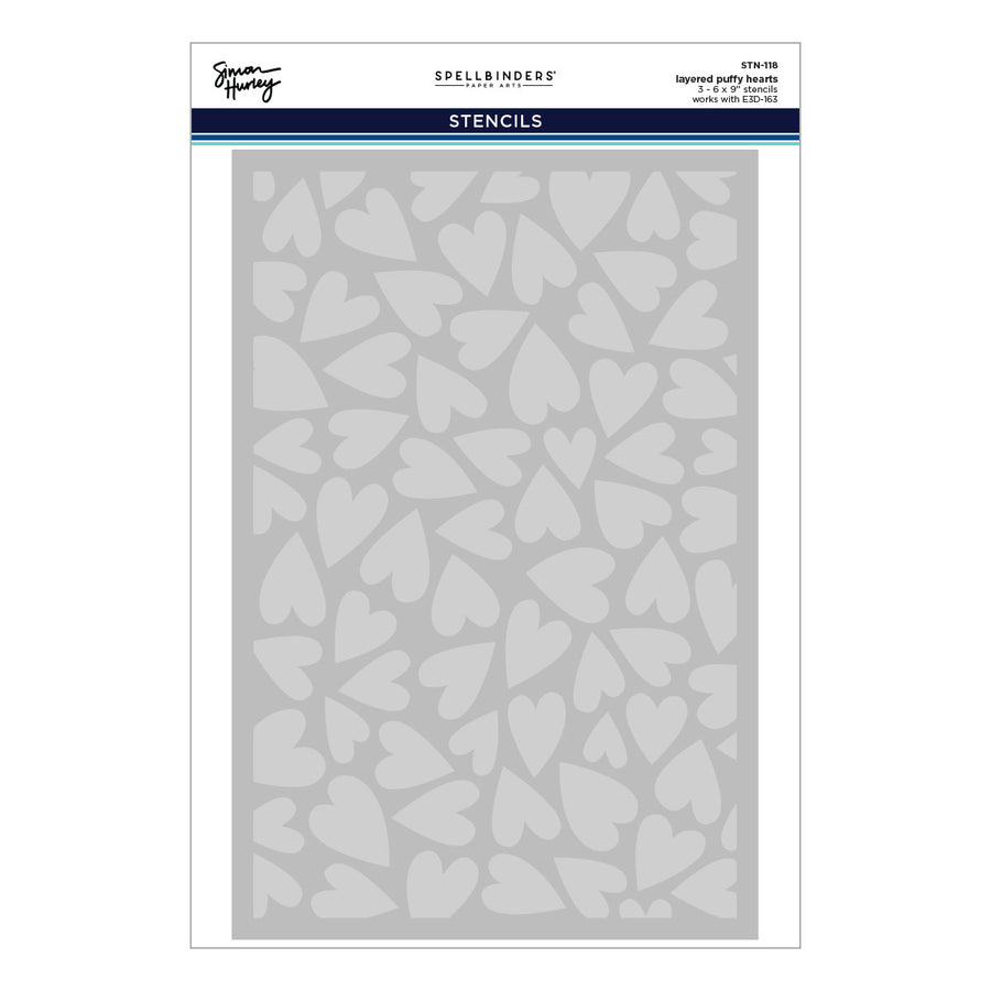 Spellbinders - Layered Puffy Hearts Stencil by Simon Hurley