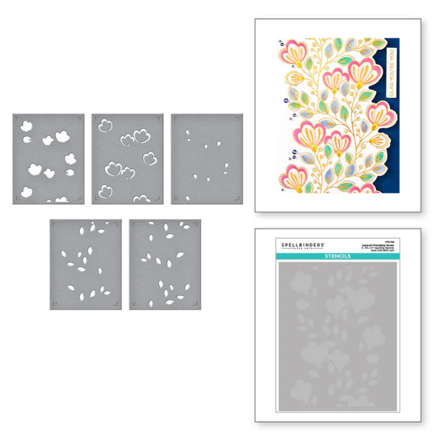 (PRE-ORDER) Spellbinders - BetterPress Society November 2025 (Friendship Grows Press Plate & Die Set pluss Add-on Stencils)