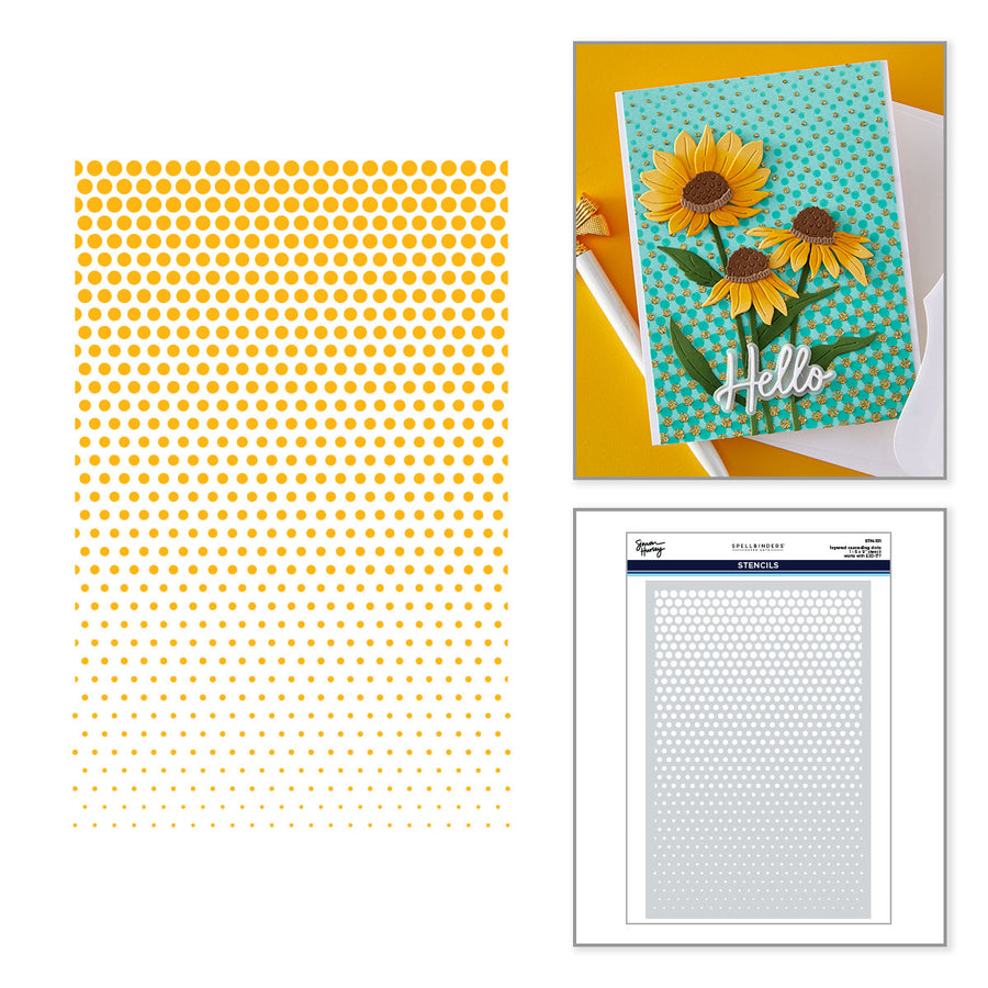 Spellbinders - Layered Cascading Dots Stencil by Simon Hurley