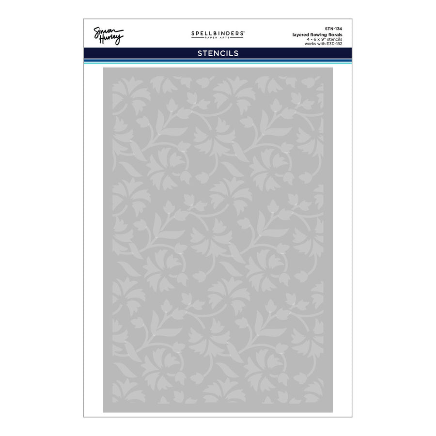 Spellbinders - Flowing Florals 3D Embossing Folder and Stencil Bundle by Simon Hurley