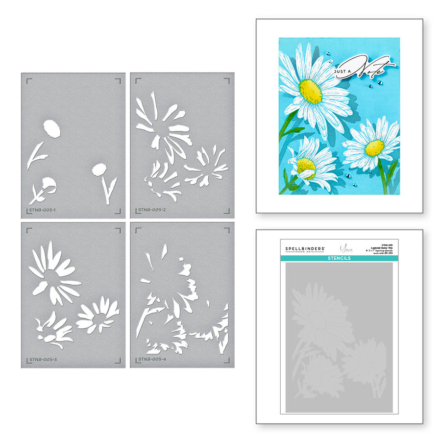 Spellbinders - Daisy Trio BetterPress and Stencil Bundle from the Yana's Daisies Collection by Yana Smakula