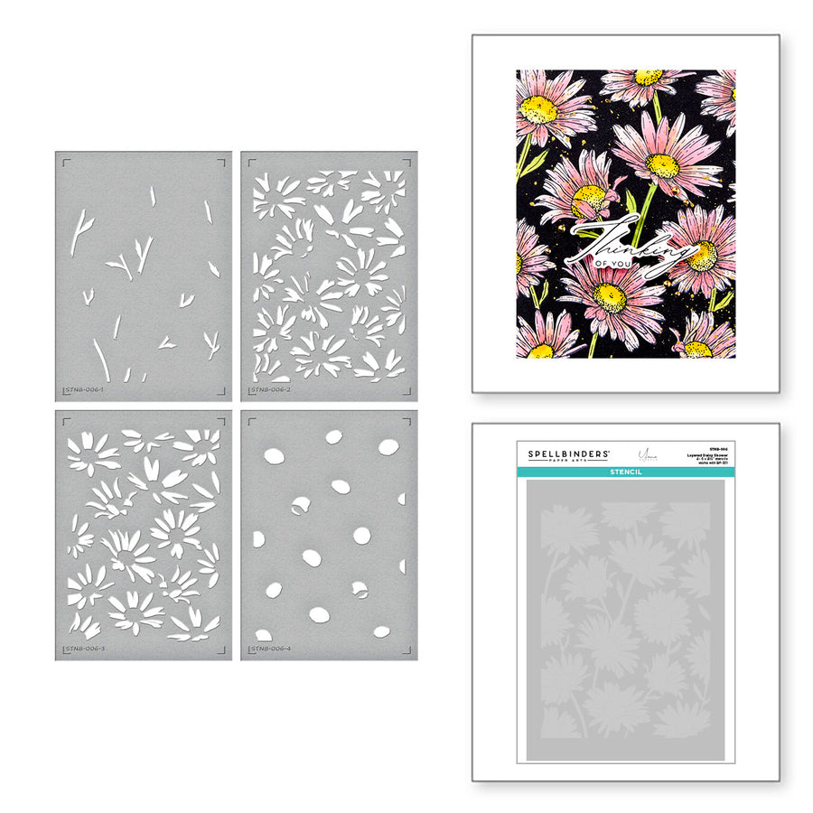 Spellbinders - Daisy Shower BetterPress and Stencil Bundle from the Yana's Daisies Collection by Yana Smakula
