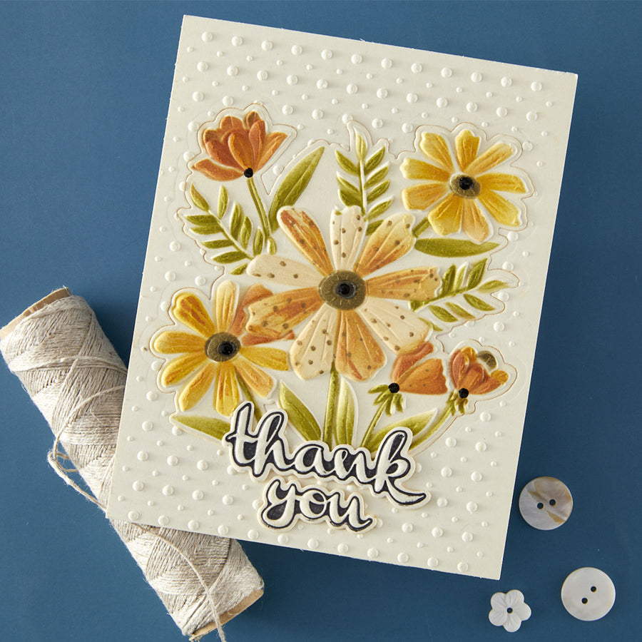 Spellbinders - Thank You Bouquet 3D Emboss & Cut Folder from the Tabbed Classics Collection by Wendy Vecchi