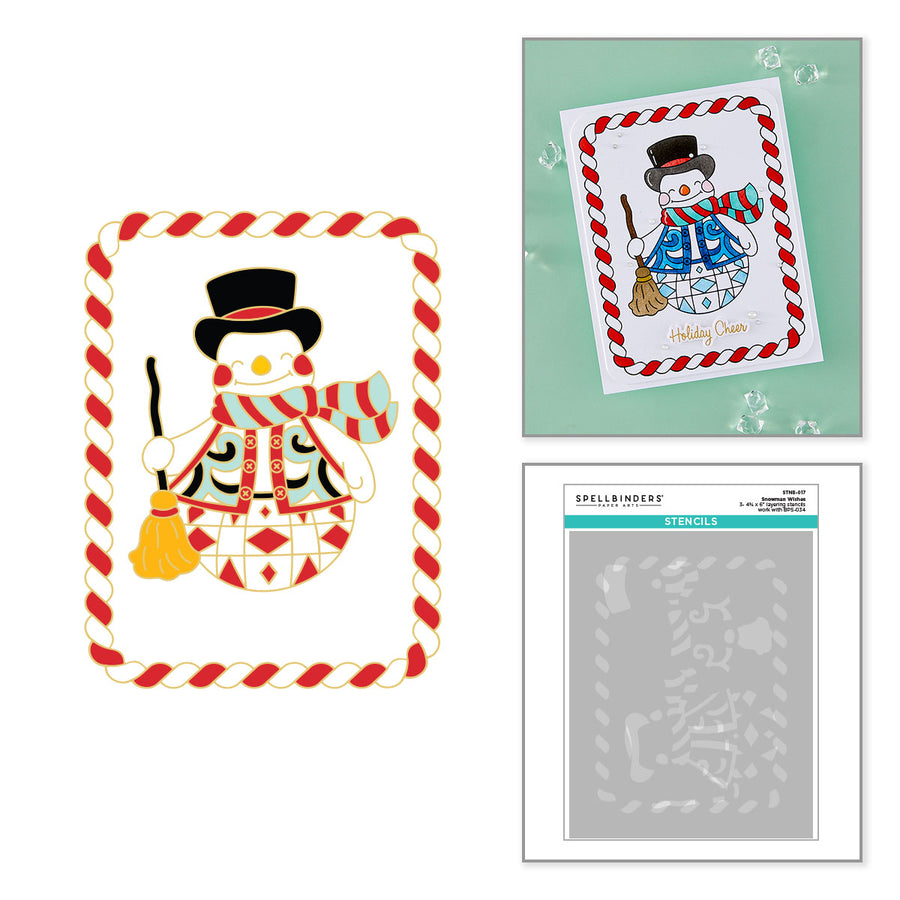 (PRE-ORDER) Spellbinders - BetterPress Society July 2026 (Snowman Wishes Press Plates, Die Set and Stencils Bundle)