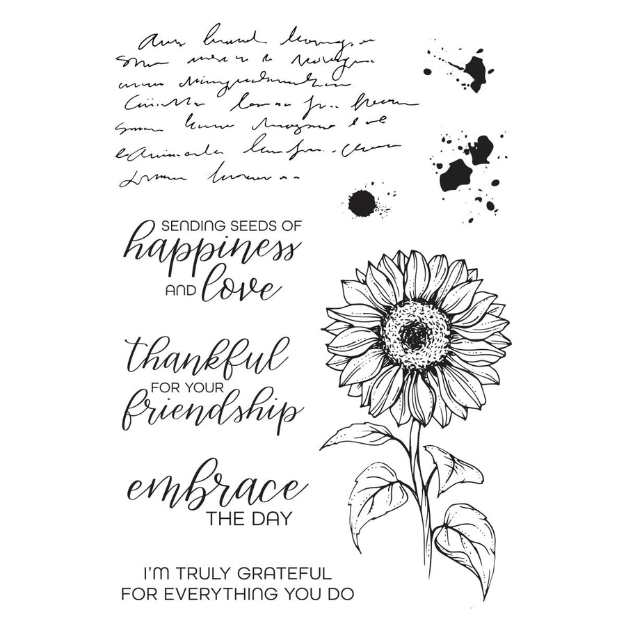 Spellbinders - Sunflower Greetings Clear Stamp Set from the Serenade of Autumn Collection