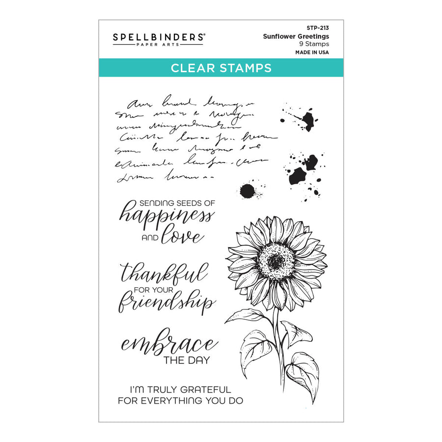 Spellbinders - Sunflower Greetings Clear Stamp Set from the Serenade of Autumn Collection