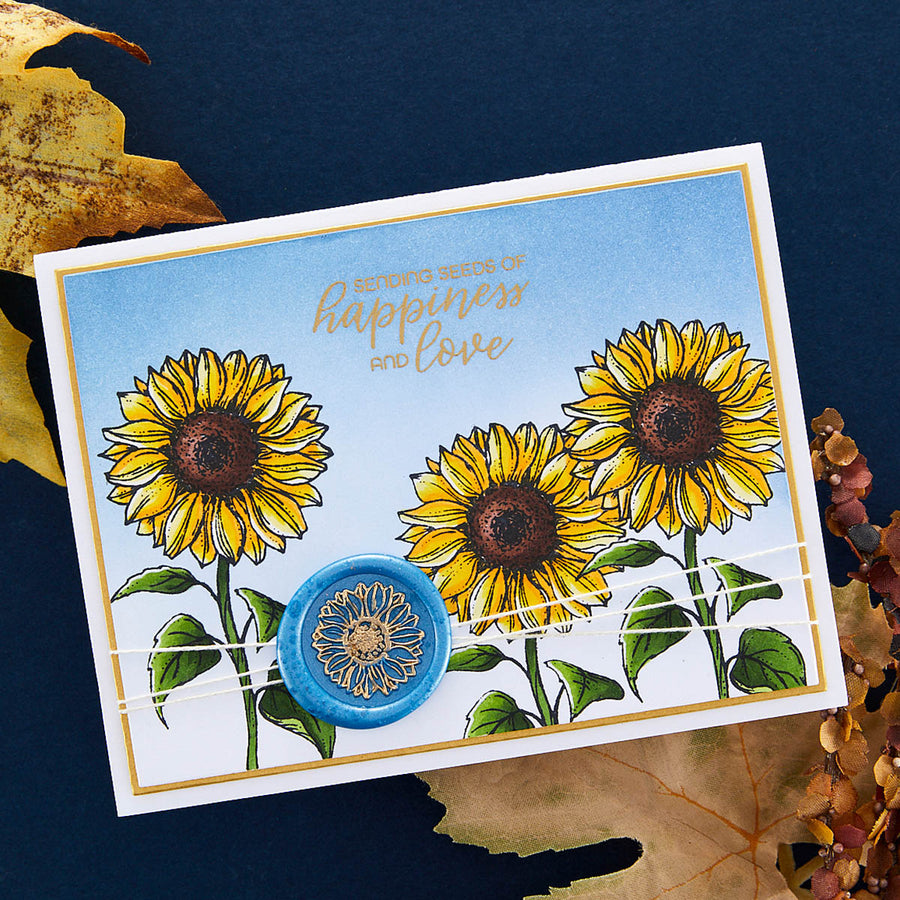 Spellbinders - Sunflower Greetings Clear Stamp Set from the Serenade of Autumn Collection