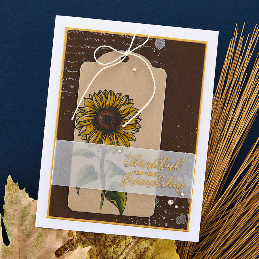 Spellbinders - Sunflower Greetings Clear Stamp Set from the Serenade of Autumn Collection