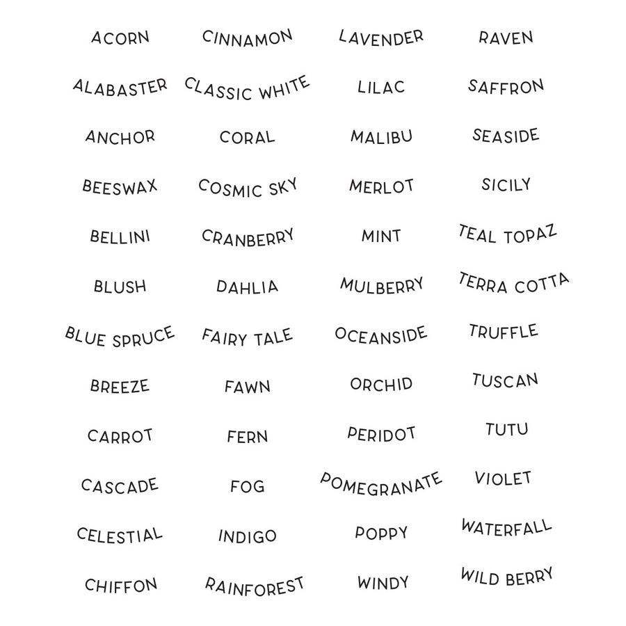 Spellbinders - Color Swatch Names Clear Stamp Set from the ColorWheel Swatch Party Collection