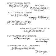 Spellbinders - Spread Your Wings Sentiments Clear Stamp Set from the Cheerful Chirps Collection