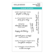 Spellbinders - Spread Your Wings Sentiments Clear Stamp Set from the Cheerful Chirps Collection