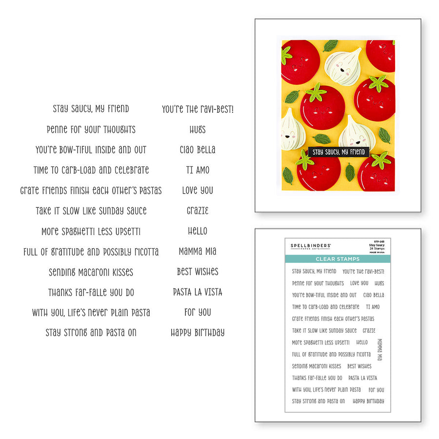Spellbinders - Stay Saucy Clear Stamp Set from the Buon Appetito Collection