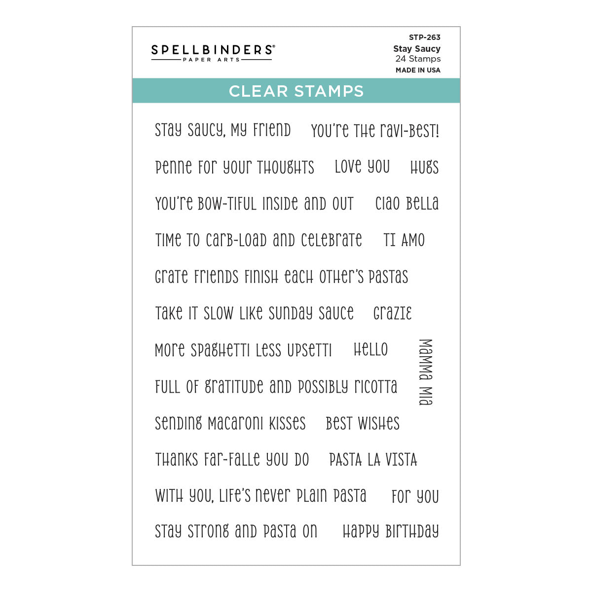 Spellbinders - Stay Saucy Clear Stamp Set from the Buon Appetito Collection
