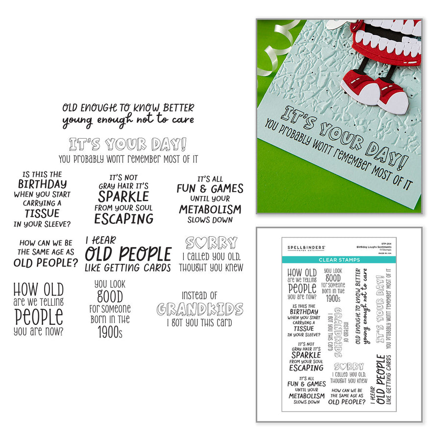 Spellbinders - Birthday Laughs Sentiments Clear Stamp Set
