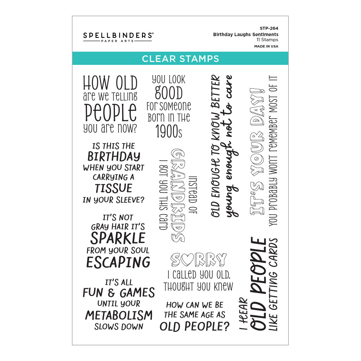 Spellbinders - Birthday Laughs Sentiments Clear Stamp Set