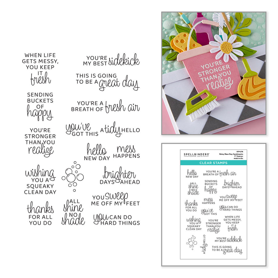 Spellbinders - Shiny New Day Sentiments Clear Stamp Set