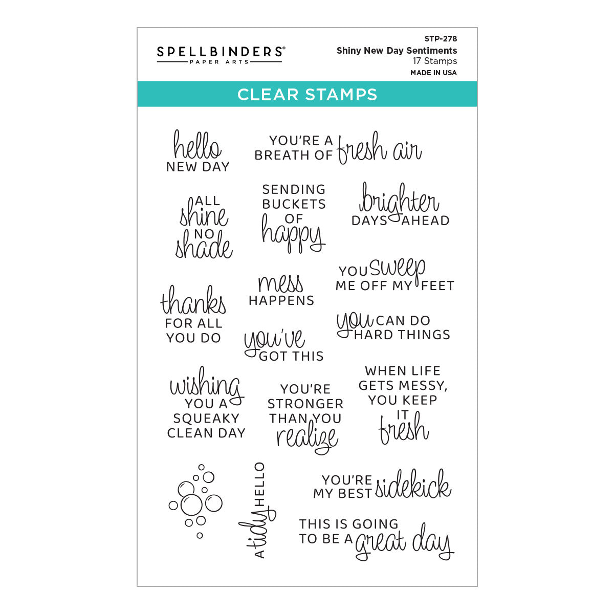 Spellbinders - Shiny New Day Sentiments Clear Stamp Set