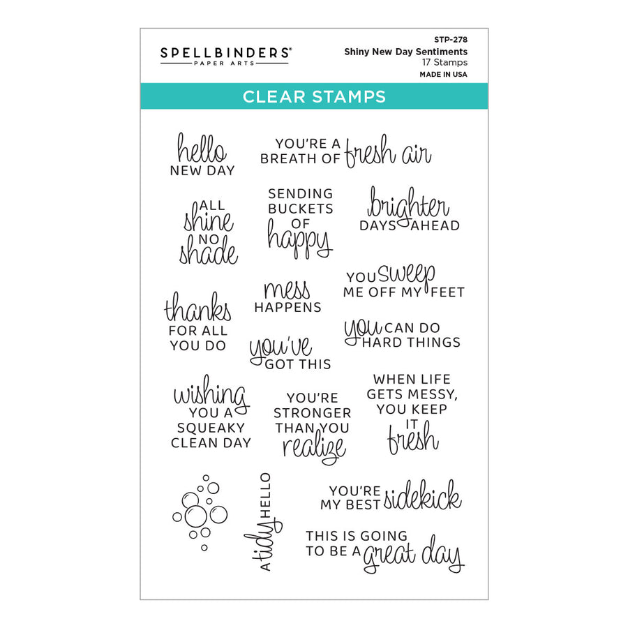 Spellbinders - Shiny New Day Sentiments Clear Stamp Set