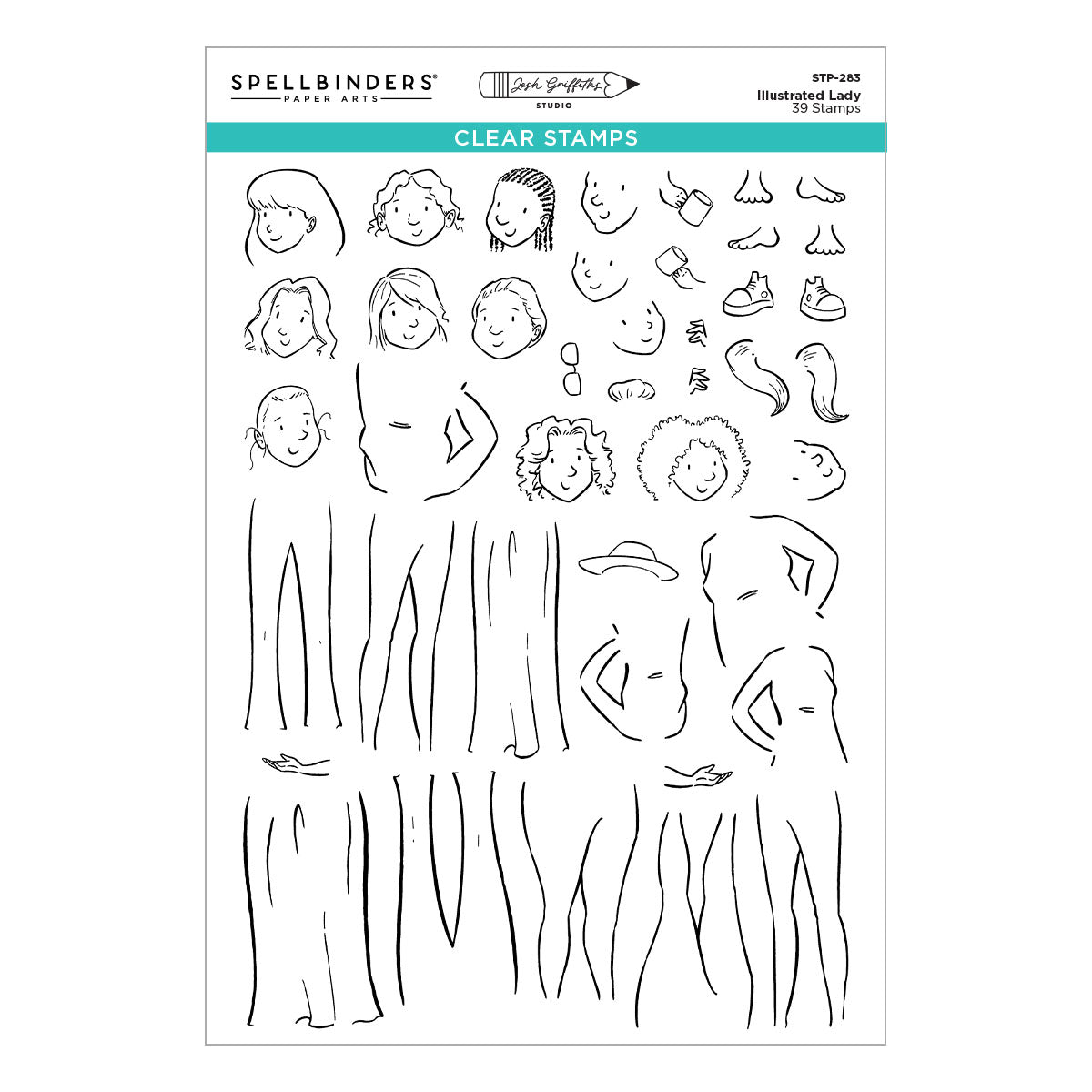 Spellbinders - Illustrated Lady Clear Stamp Set by Josh Griffiths Studio