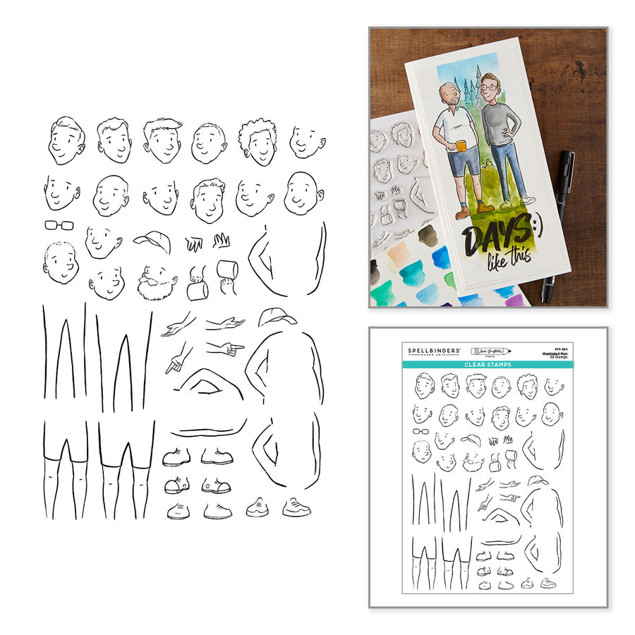Spellbinders - Illustrated Man Clear Stamp Set by Josh Griffiths Studio