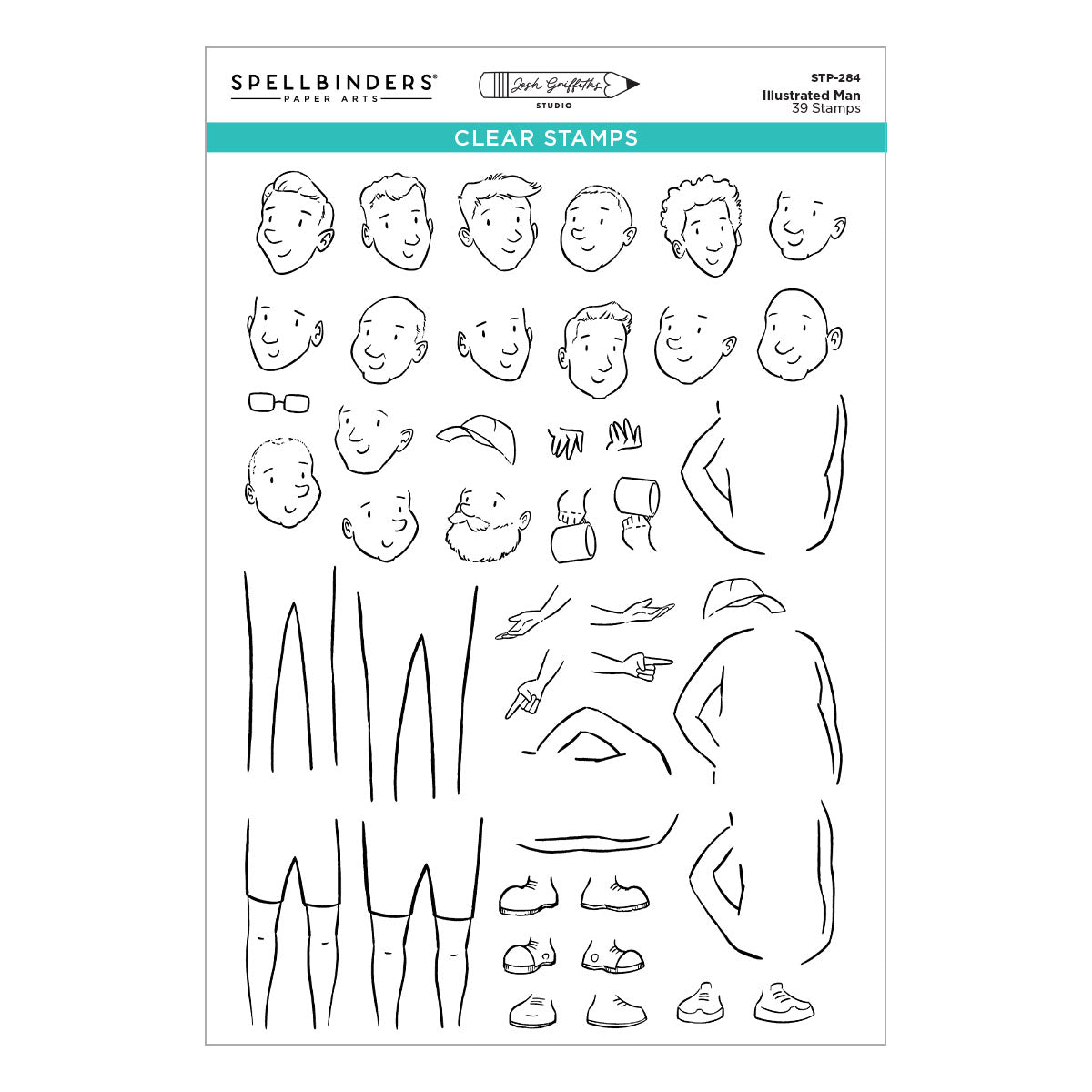 Spellbinders - Illustrated Man Clear Stamp Set by Josh Griffiths Studio