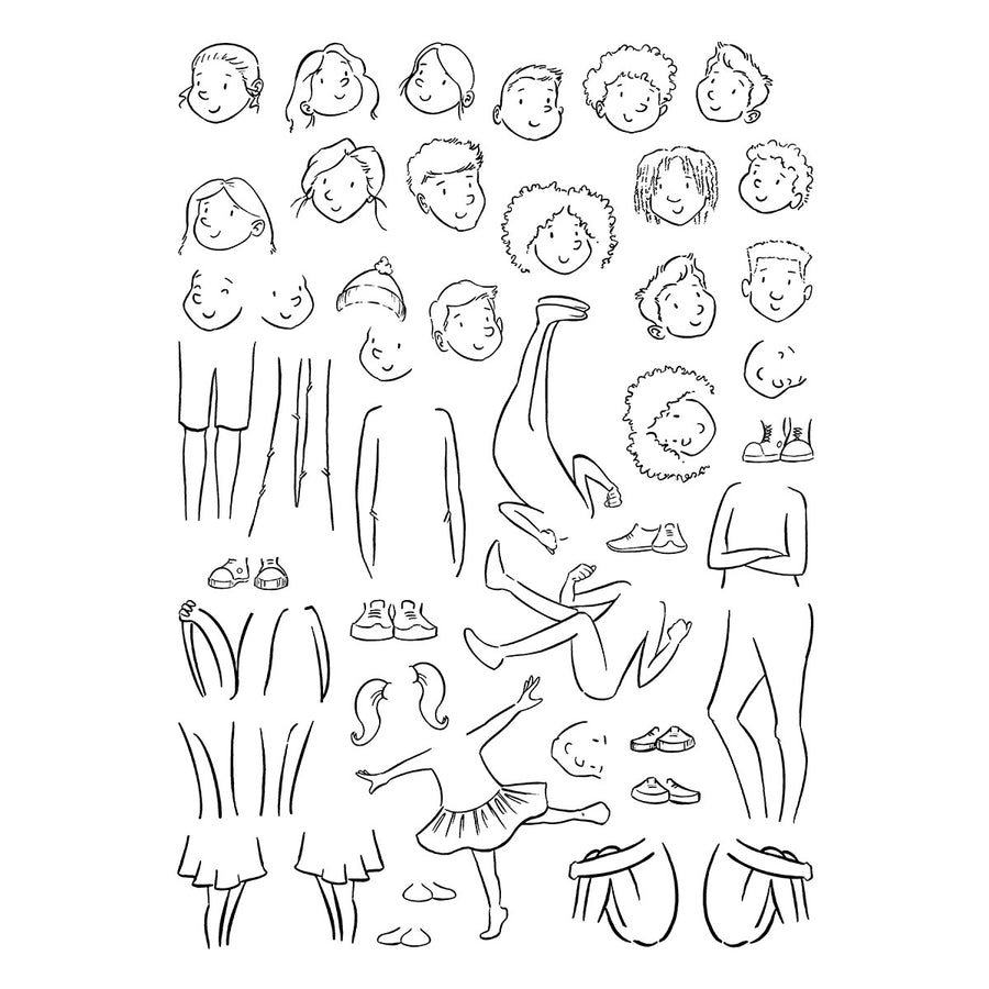 Spellbinders - Illustrated Boys & Girls Clear Stamp Set by Josh Griffiths Studio