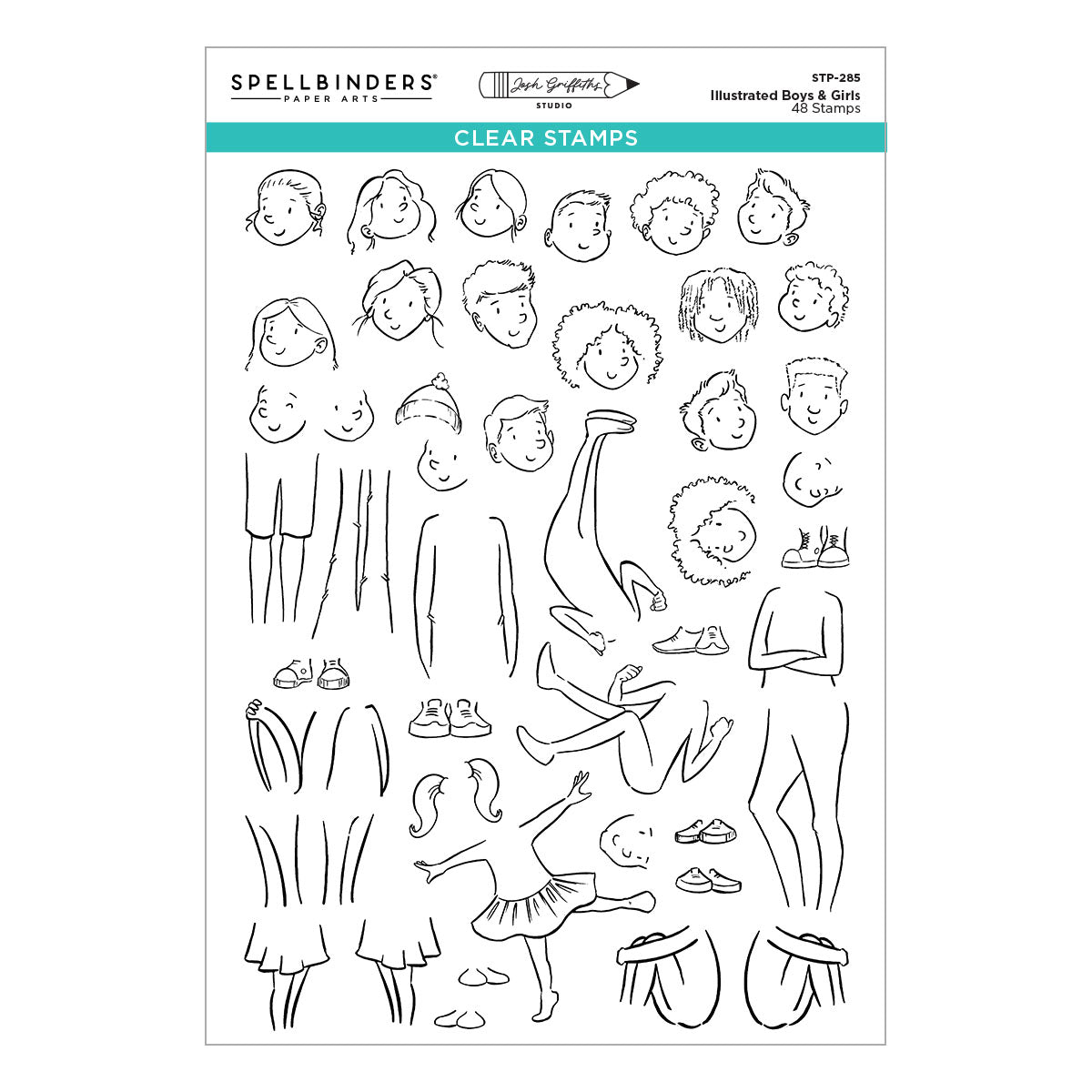 Spellbinders - Illustrated Boys & Girls Clear Stamp Set by Josh Griffiths Studio