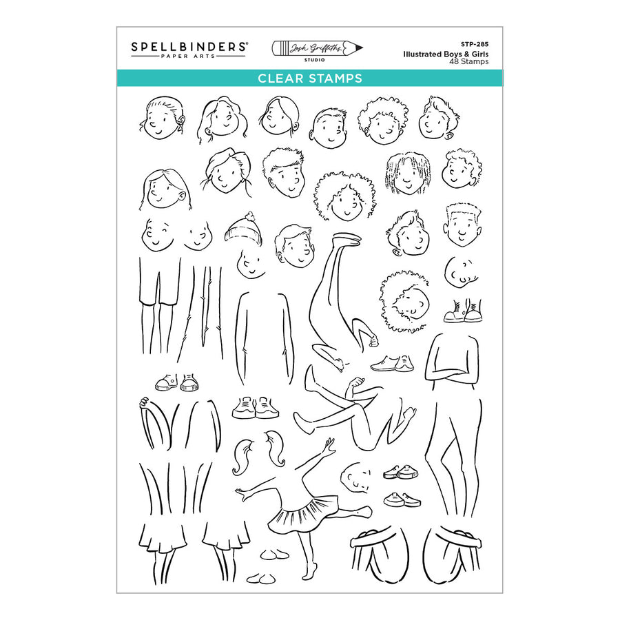 Spellbinders - Illustrated Boys & Girls Clear Stamp Set by Josh Griffiths Studio