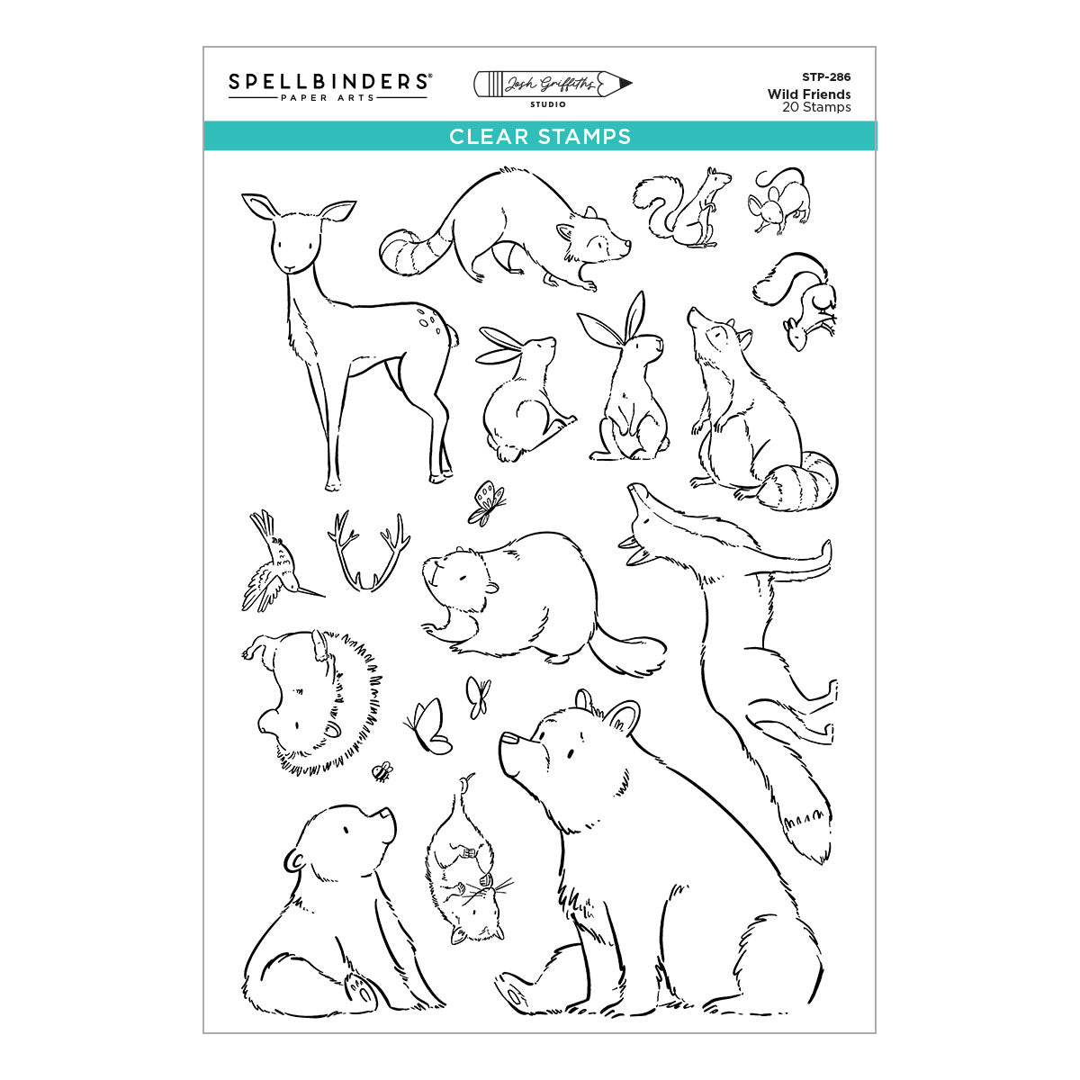 Spellbinders - Wild Friends Clear Stamp Set by Josh Griffiths Studio