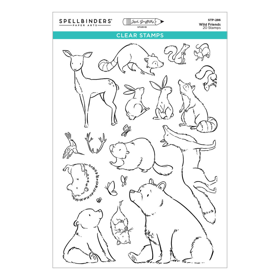 Spellbinders - Wild Friends Clear Stamp Set by Josh Griffiths Studio