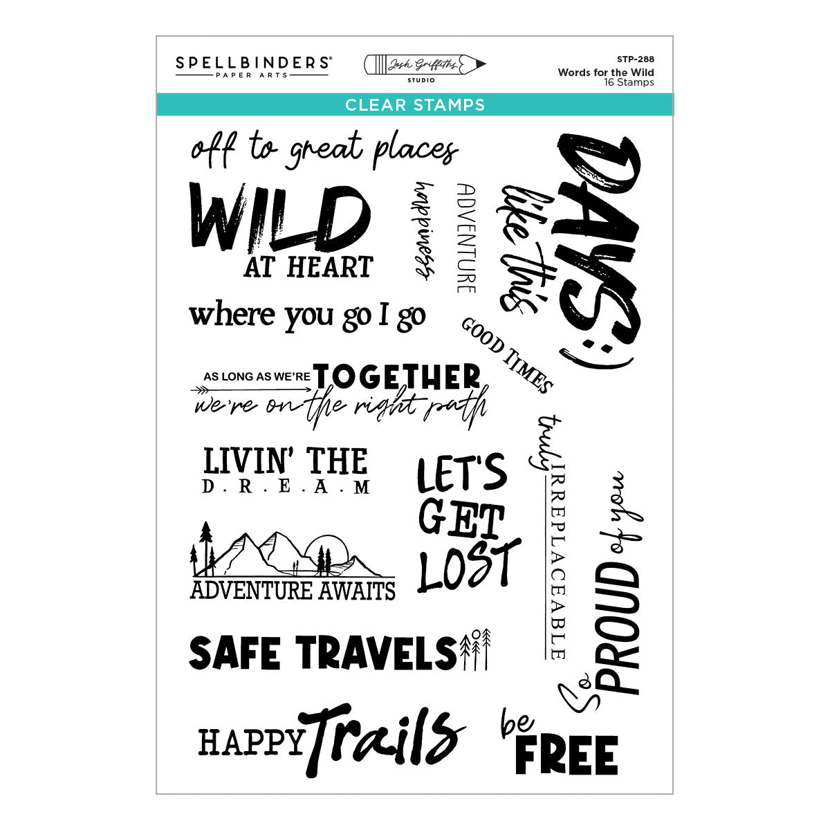 Spellbinders - Words for the Wild Clear Stamp Set by Josh Griffiths Studio
