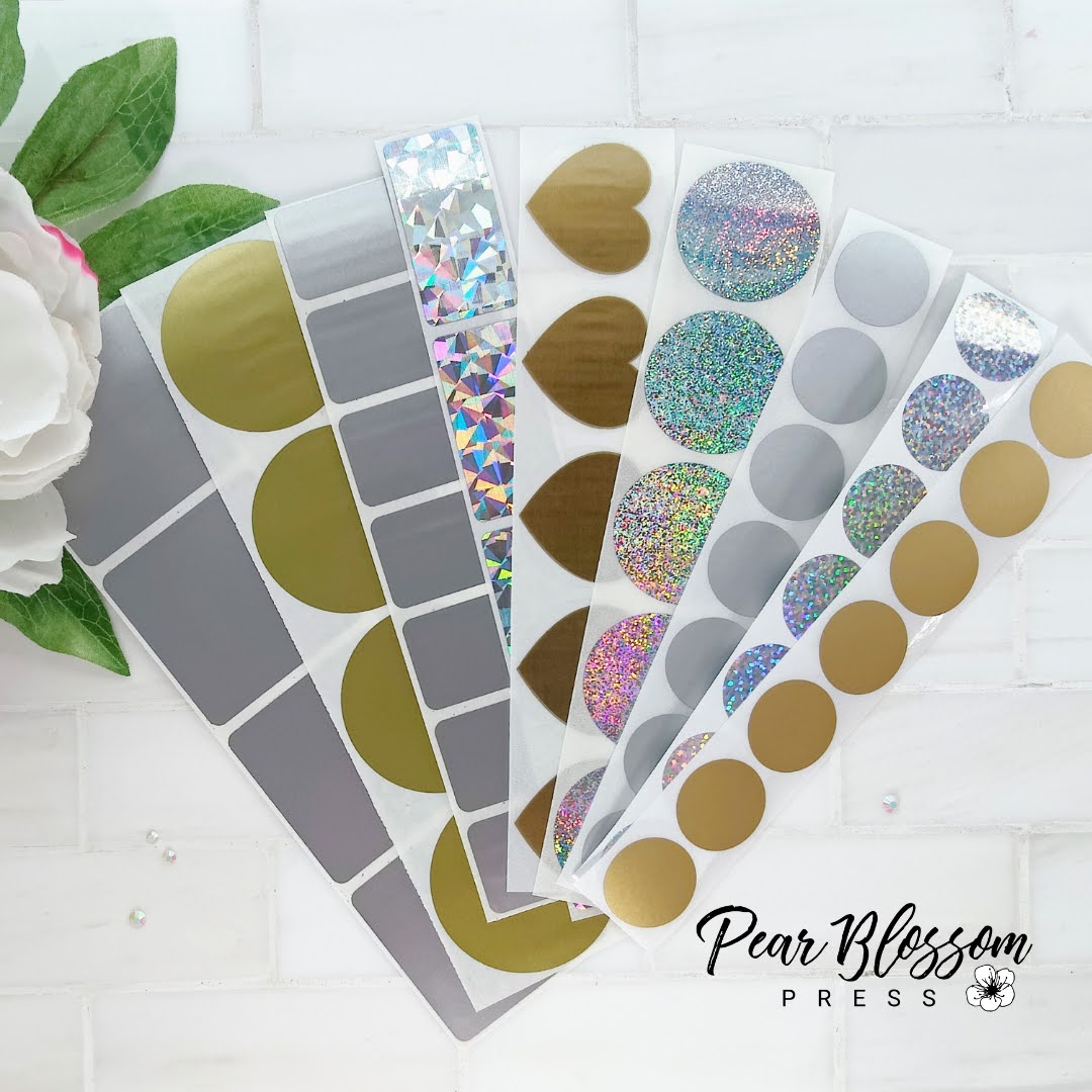 Pear Blossom Press - Scratch Off Stickers (50 pack) assorted sizes, sh ...