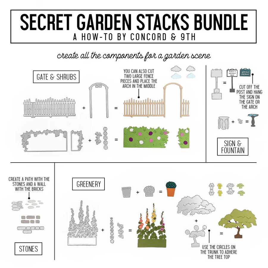 Concord & 9th - Secret Garden Stacks Stamp Set