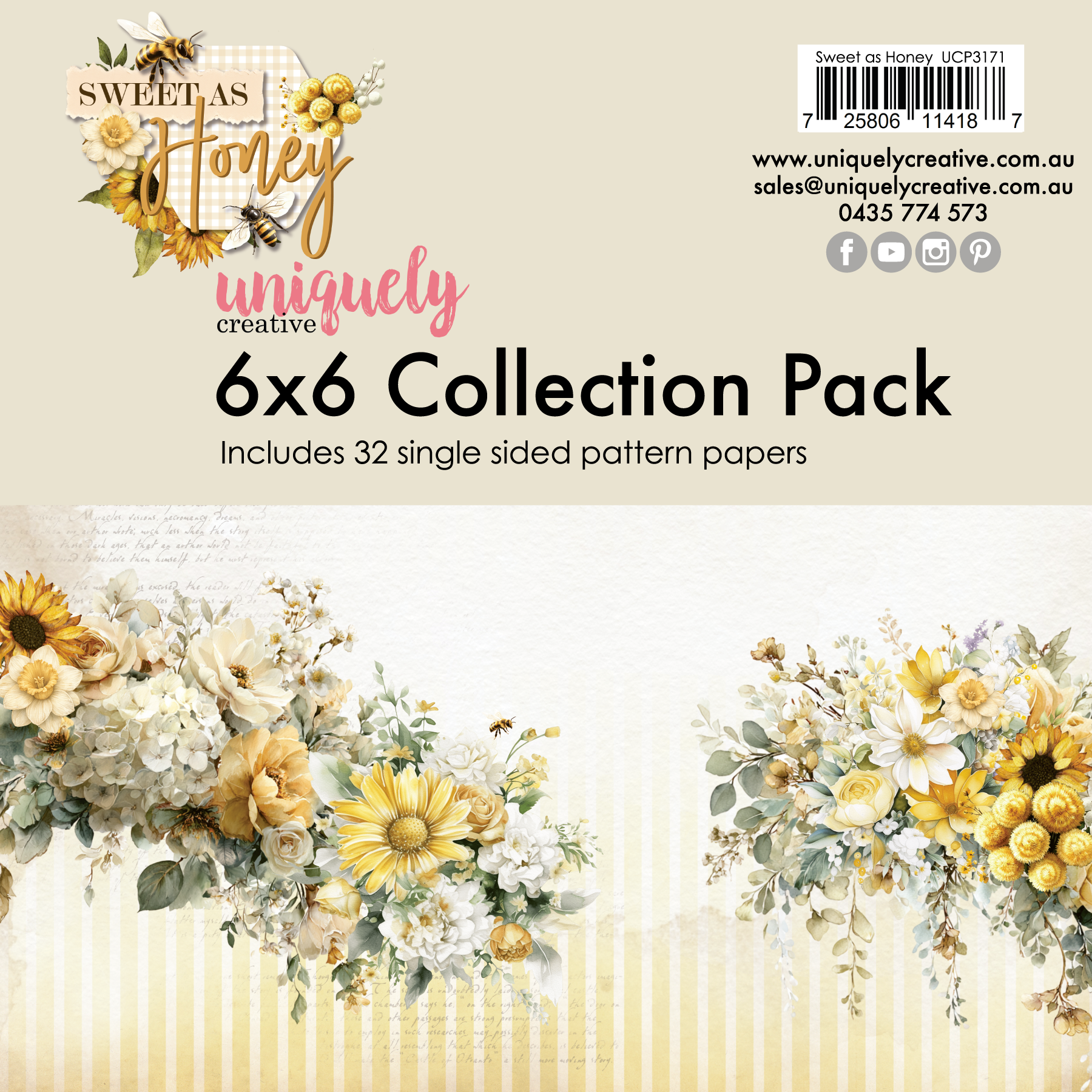 Uniquely Creative - Sweet as Honey 6 x 6 Collection Pack (32 sheets) (Sweet as Honey Collection)
