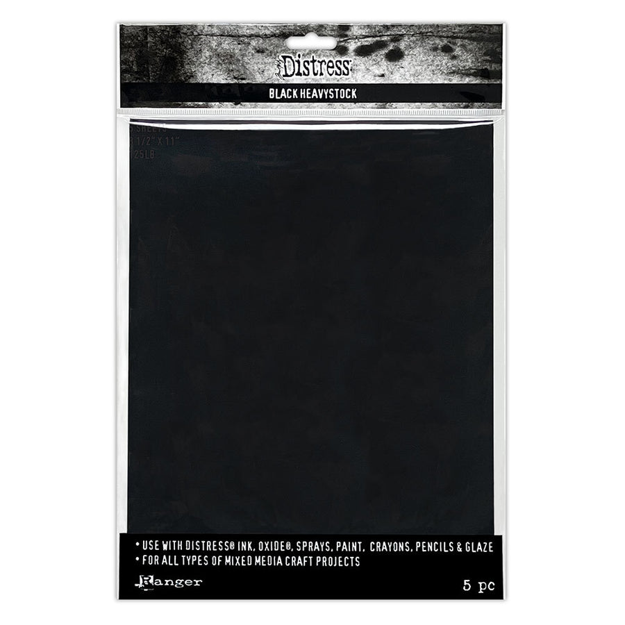 Tim Holtz - Distress Heavystock - Black 8.5" x 11" (5 sheets)
