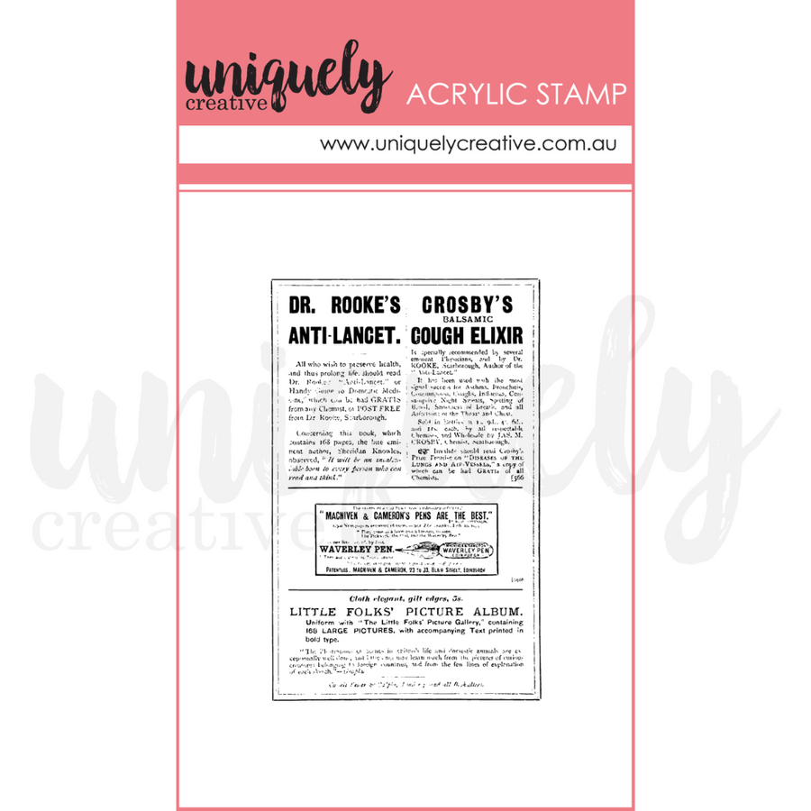 Uniquely Creative - Vintage Newspaper Mark Making Mini Stamp