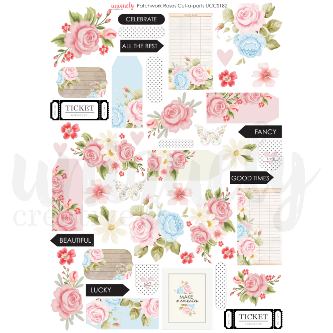 Uniquely Creative - Patchwork Roses Cut-a-Part Sheet
