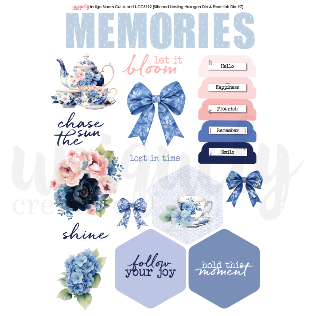 Uniquely Creative - Indigo Bloom Cut-a-Part Sheet