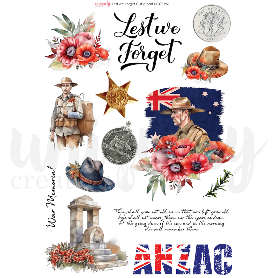 Uniquely Creative - Lest We Forget Cut-a-Part Sheet