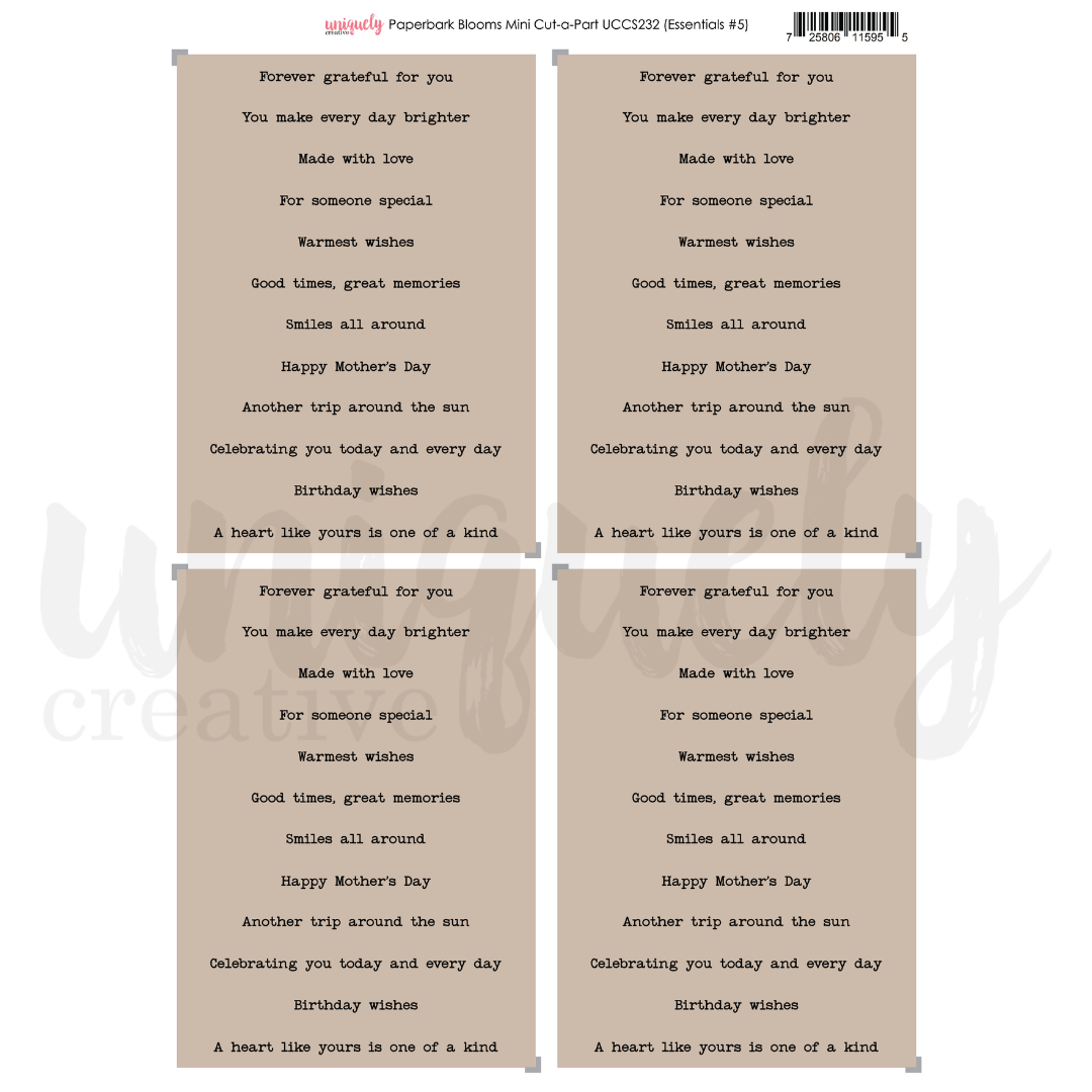 Uniquely Creative - Paperbark Blooms Mini Cut-a-Part (Paperbark Blooms Collection)