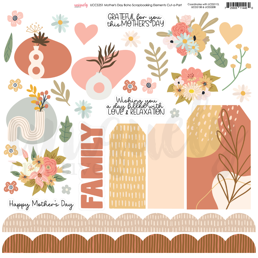 Uniquely Creative - Mother's Day Boho Scrapbooking Elements