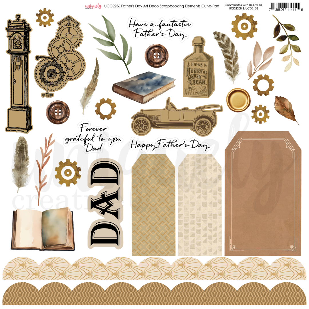 Uniquely Creative - Father's Day Art Deco Scrapbooking Elements