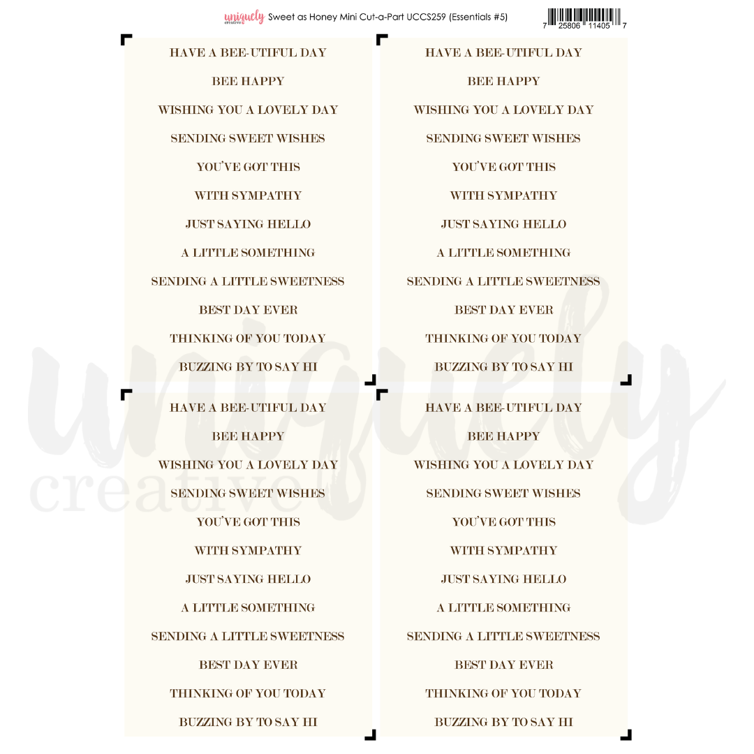 Uniquely Creative - Sweet as Honey Mini Cut-a-Part (Sweet as Honey Collection)