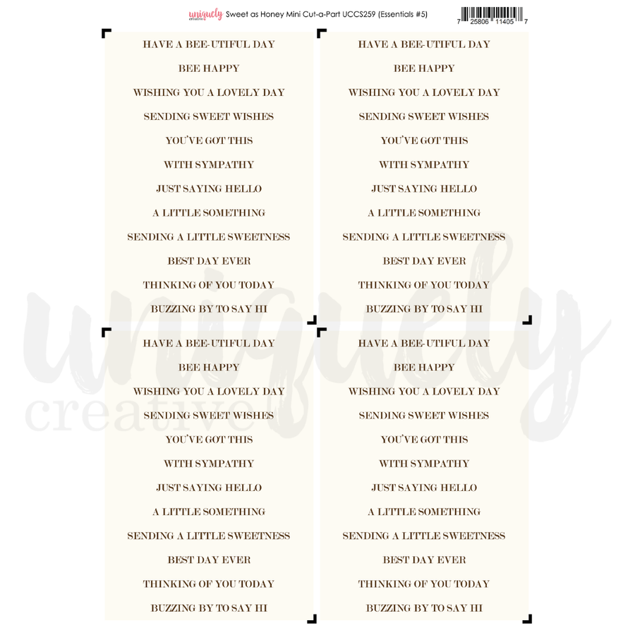 Uniquely Creative - Sweet as Honey Mini Cut-a-Part (Sweet as Honey Collection)
