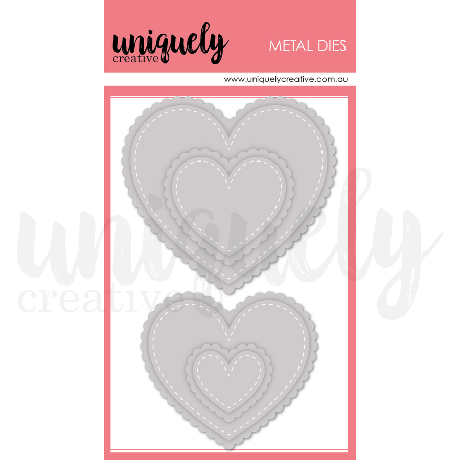 Uniquely Creative - Stitched Nesting & Scalloped Hearts Die (Paperbark Blooms Collection)