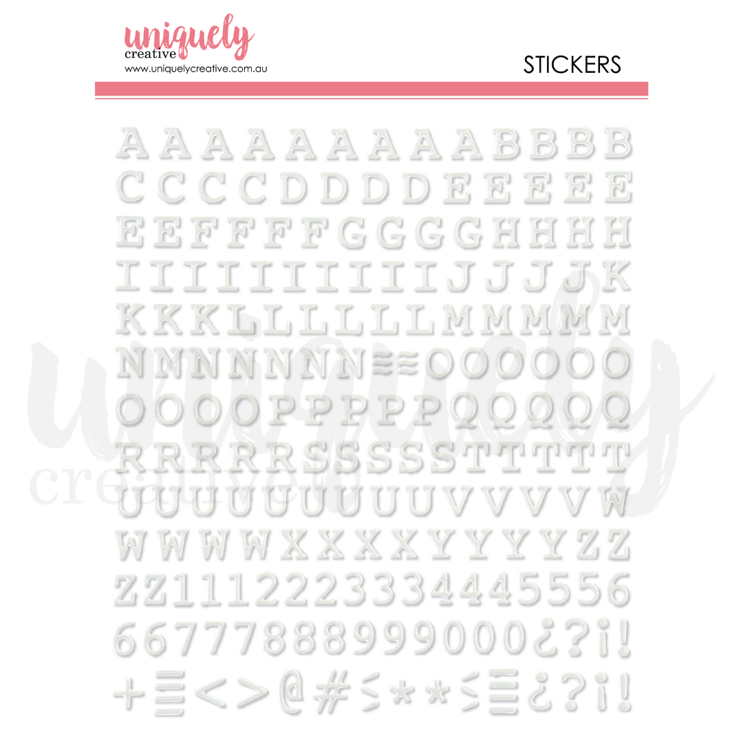 Uniquely Creative - Puffy White Alpha Stickers - Uppercase – 3 Wise ...