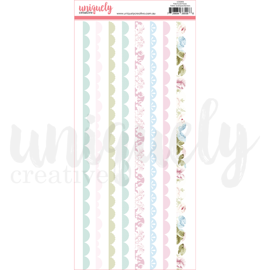 Uniquely Creative - Patchwork Roses Fabric Scalloped Borders